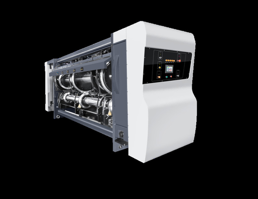 White Automatic Steel Flexo Printing Slotting Cardboard Box Die Cutting Machine For Different Cardboard Making